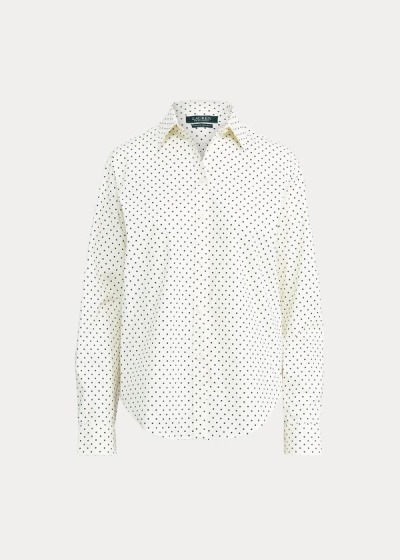 Camisa Ralph Lauren Mujer Creme / Negros - Easy Care Polka-Dot - KMTOJ6571